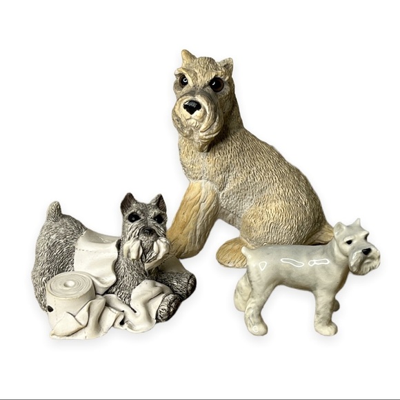 Schnauzer Dog Figures Statue‎ Collection Lot of 3 Resin Ceramic Playful - Picture 3 of 9